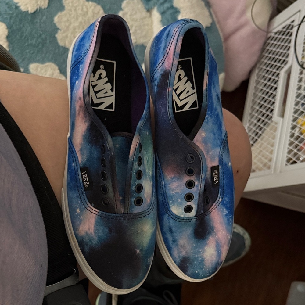 Vans Galaxy Blue and Pink Slip-On Shoes with Choice of Laces!